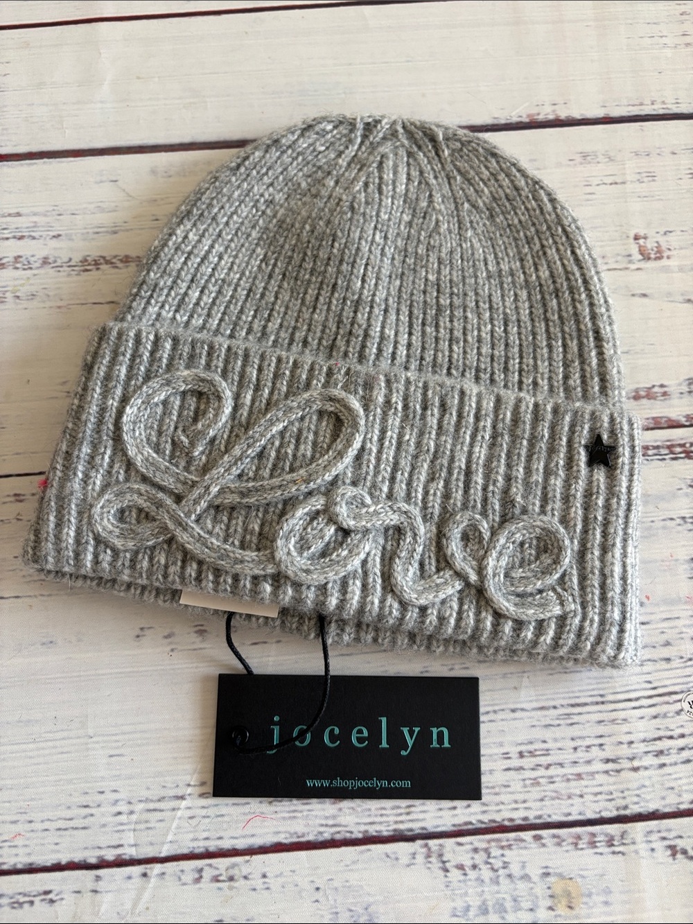 NWT JOCELYN Love Embroidered Knit Hat